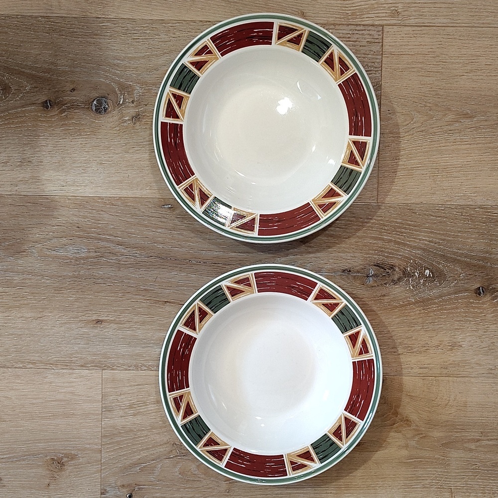 Tienshan Prairie Multicolor Ceramic Dinnerware large bowls Set of 2